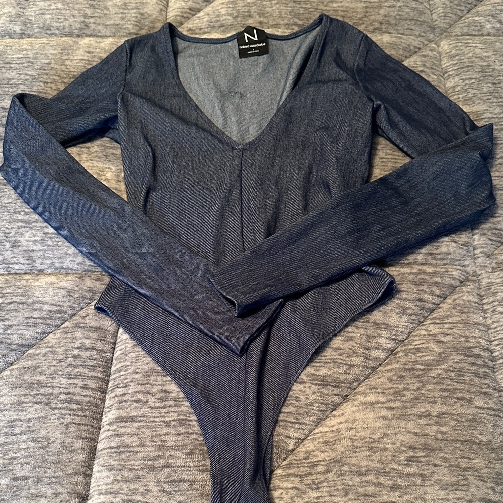 NBD Midnight Blue V-Neck Bodysuit